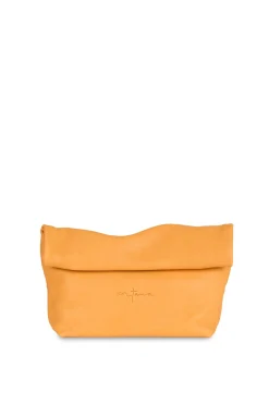 Delhi S, clutch de cuero melocoton