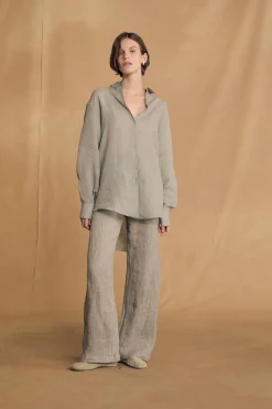 Dennis, camisa oversize de ramio azul cielo