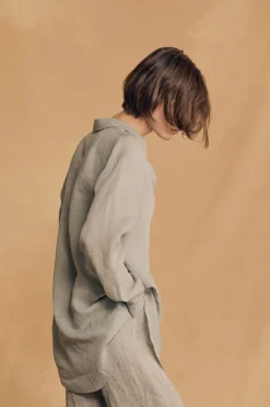 Dennis, camisa oversize de ramio azul cielo
