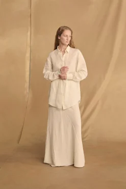 Dennis, camisa oversize de ramio marfil