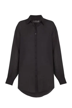 Dennis, camisa oversize en ramio negro