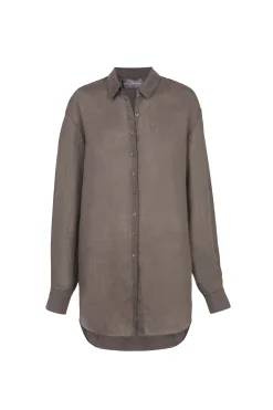 Dennis, camisa oversize en ramio castaña