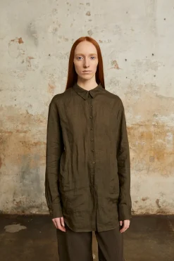 Dennis, camisa oversize en ramio castaña