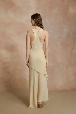Dora, beige silk georgette top