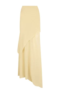 Dora, long skirt in beige silk georgette