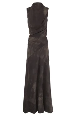 Dye, long stretch silk transformable dress