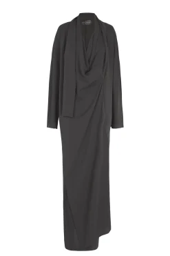 Edda, vestido largo en seda stretch grafito