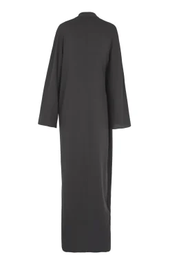 Edda, vestido largo en seda stretch grafito