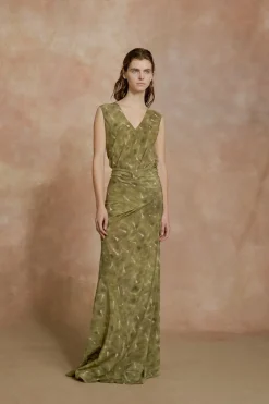 Elise, pua print organic silk dress
