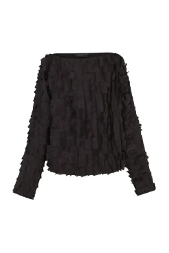 Epica, silk top with a feathered effect