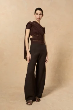 Fania, pantalon en lino y viscosa blueberry