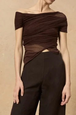 Fania, pantalon en lino y viscosa blueberry