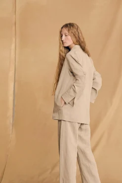 Fania, stone gray linen and viscose jacket