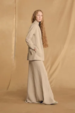 Fania, stone gray linen and viscose jacket
