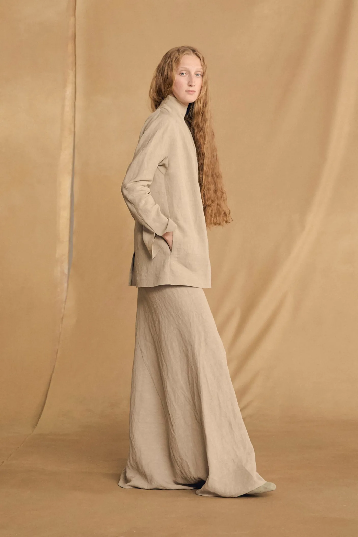 Fania, stone gray linen and viscose jacket