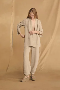Fania, stone gray linen and viscose jacket