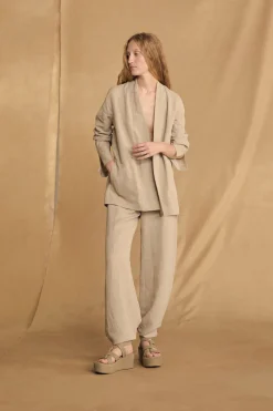 Fania, stone gray linen and viscose jacket