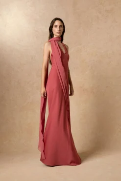 Farah, convertible dress in pink silk