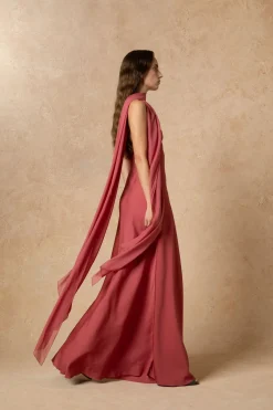 Farah, convertible dress in pink silk