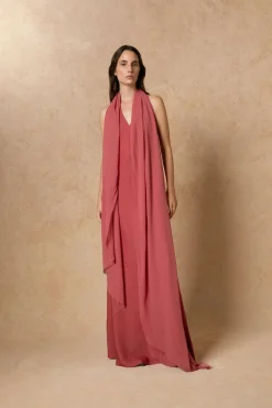 Farah, convertible dress in pink silk