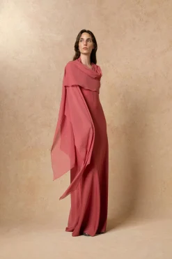 Farah, convertible dress in pink silk