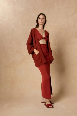 Fiona, carmine red jacket