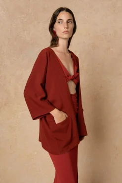 Fiona, crop top rojo carmin