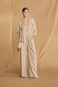 Francisca, cinnamon striped silk pants