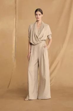 Francisca, cinnamon striped silk pants