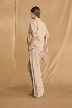 Francisca, cinnamon striped silk pants