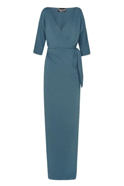 Genara, vestido en seda turquesa