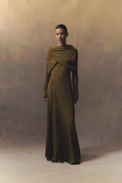 Georgia, moss green silk jacket