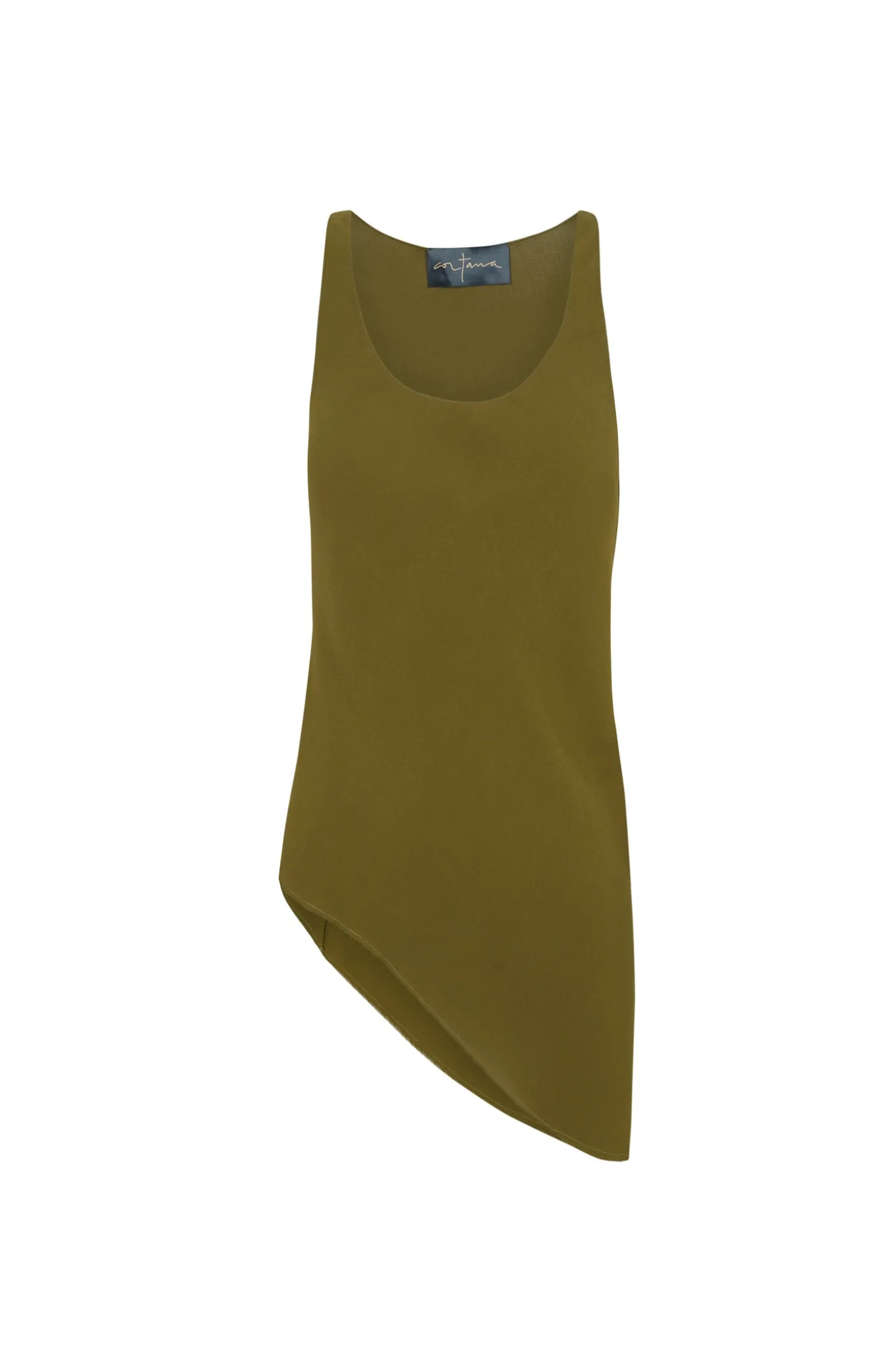 Georgia, moss green silk top