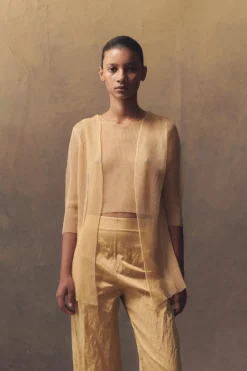 Giulia, chaqueta en punto de seda melocotón
