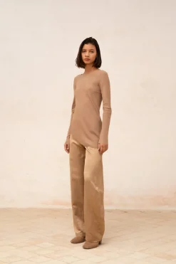 Gloria, cocoa linen and viscose pants