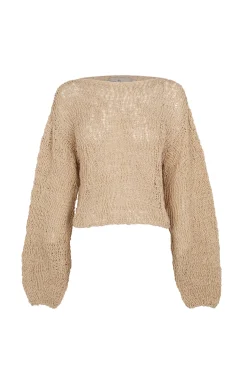 Hanami, beige cotton knit sweater