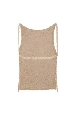 Hanami, beige cotton knit top