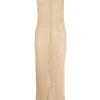 Hanami, long beige cotton knit dress