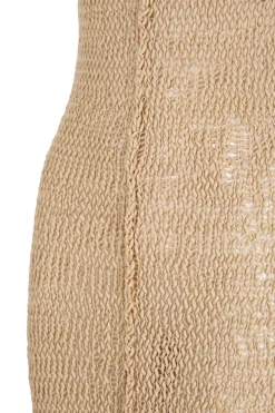 Hanami, long beige cotton knit dress