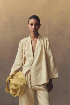 Ida, striped jacket in linen and silk