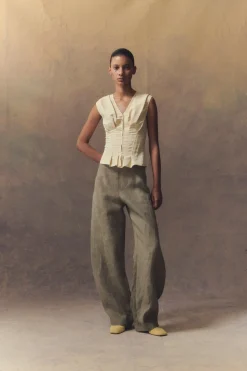 Ida, striped top in linen and silk