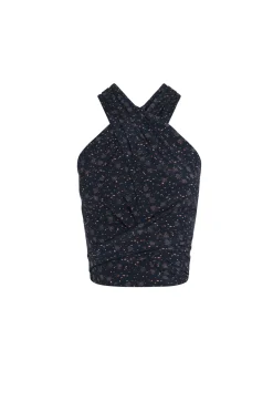 Iman, hedy print stretch silk top
