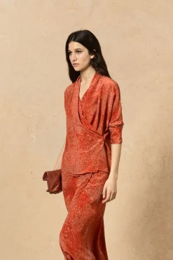 Ingrid, granada print silk blouse