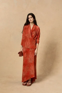 Ingrid, granada print silk blouse