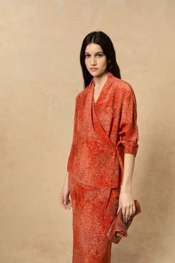 Ingrid, granada print silk blouse