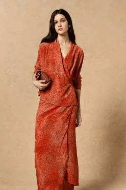Ingrid, granada print silk blouse