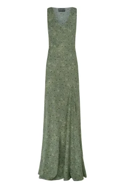 Irina, long printed silk dress