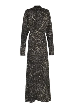 Irma, long yasu print silk dress