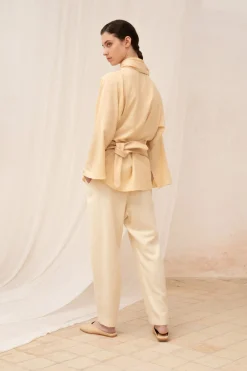 Jackie, ivory yak wool pants