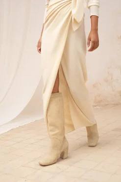 Jackie, ivory yak wool sarong skirt